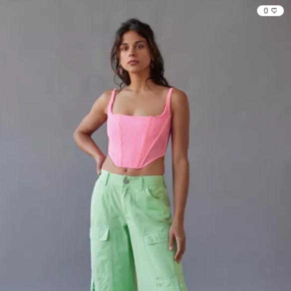 NWT Hot Pink URBAN OUTFITTERS Lovestruck Lace Corset - Picture 2 of 10